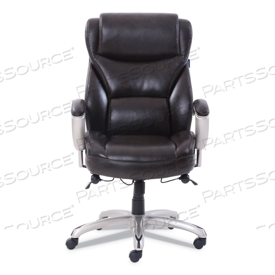 EMERSON BIG AND TALL TASK CHAIR, SUPPORTS UP TO 400 LB, 19.5" TO 22.5" SEAT HEIGHT, BROWN SEAT/BACK, SILVER BASE by SertaPedic EMERSON BIG AND TALL TASK CHAIR, SUPPORTS UP TO 400 LB, 19.5" TO 22.5" SEAT HEIGHT, BROWN SEAT/BACK, SILVER BASE by SertaPedic