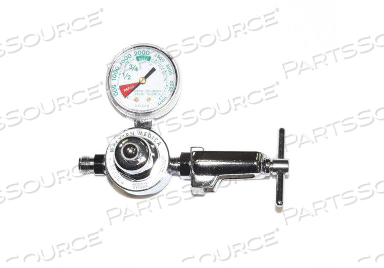 SINGLE STAGE PRESET REGULATOR, CGA 870 YOKE, 50 PSI PRESET, 3000 PSI INLET, MEETS FDA, ISO 9001, 2 IN DIA by Western Enterprises