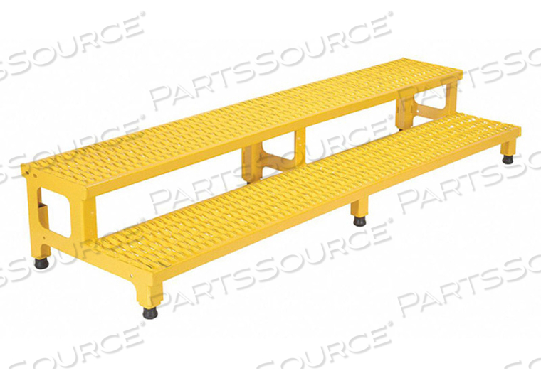 ADJUSTABLE HEIGHT STEP STAND, CARBON STEEL 72"W X 24"L by Vestil Manufacturing Corp. ADJUSTABLE HEIGHT STEP STAND, CARBON STEEL 72"W X 24"L by Vestil Manufacturing Corp.