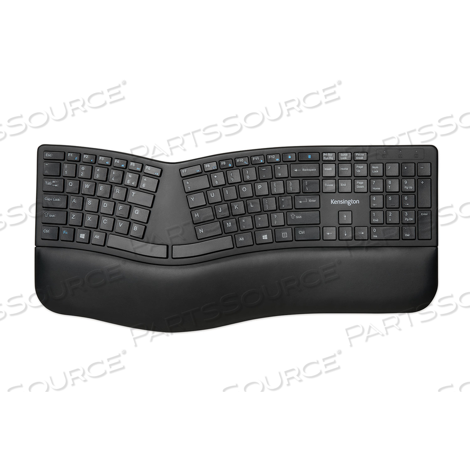 PRO FIT ERGO WIRELESS KEYBOARD, KEYBOARD, WIRELESS, 2.4 GHZ, BLUETOOTH 4.0, US, BLACK by Kensington Computer Products