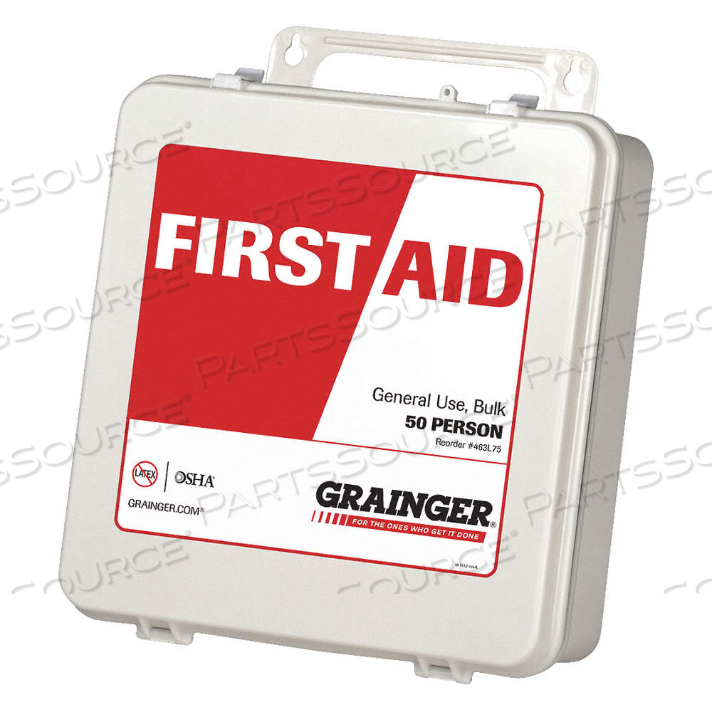 FIRST AID KIT AND HOUSING, INDUSTRIAL, 50 PEOPLE SERVED, 204 COMPONENTS, PLASTIC by Approved Vendor FIRST AID KIT AND HOUSING, INDUSTRIAL, 50 PEOPLE SERVED, 204 COMPONENTS, PLASTIC by Approved Vendor