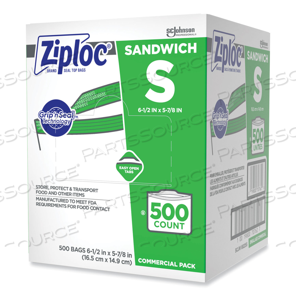 682255 ZIPLOC SANDWICH BAGS, 500 BAGS, ZIPPER, CLEAR, SOLID by Ziploc 682255 ZIPLOC SANDWICH BAGS, 500 BAGS, ZIPPER, CLEAR, SOLID by Ziploc