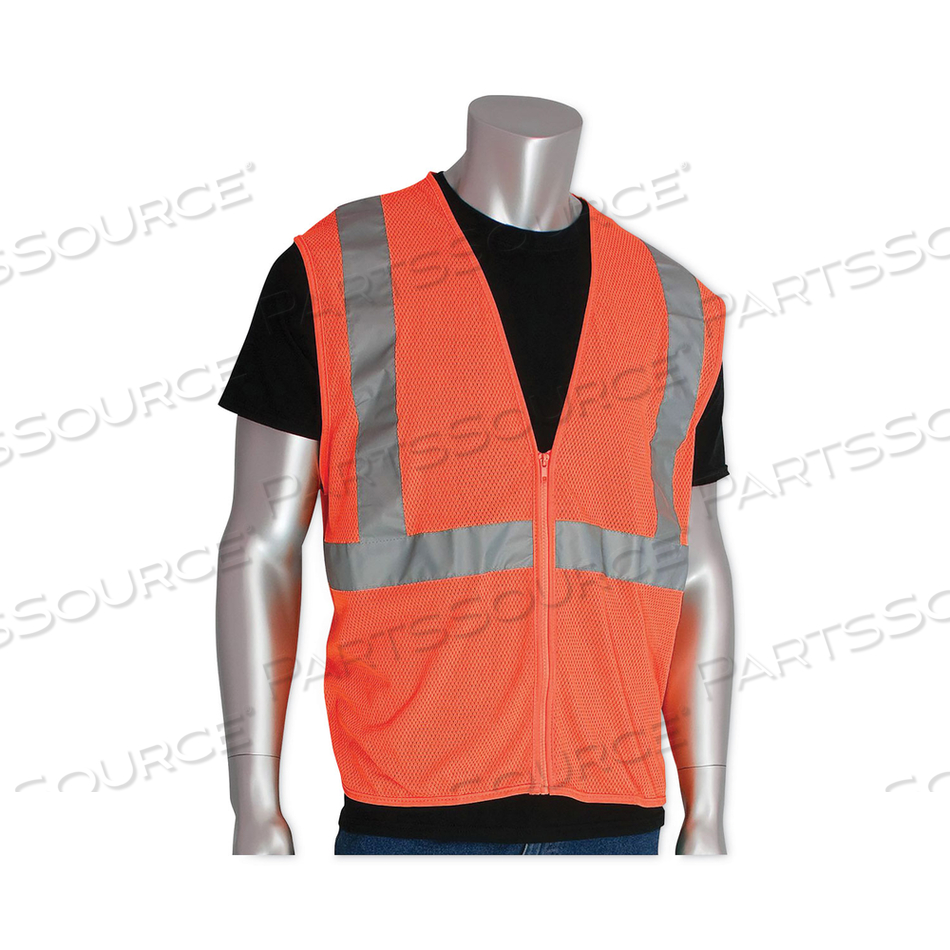 ANSI CLASS 2 HOOK AND LOOP SAFETY VEST, 2X-LARGE, HI-VIZ ORANGE by Protective Industrial Products