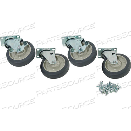 PLATE CASTER SET (4), 5" STANDARD DUTY, SWIVEL 