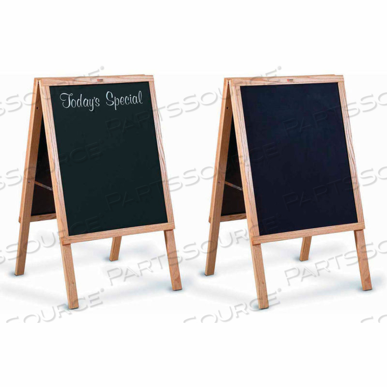 22"X 27" BLACK CHALKBOARD, BLANK CB CAFE SIDEWALK SIGN, OAK WOOD TRIM 