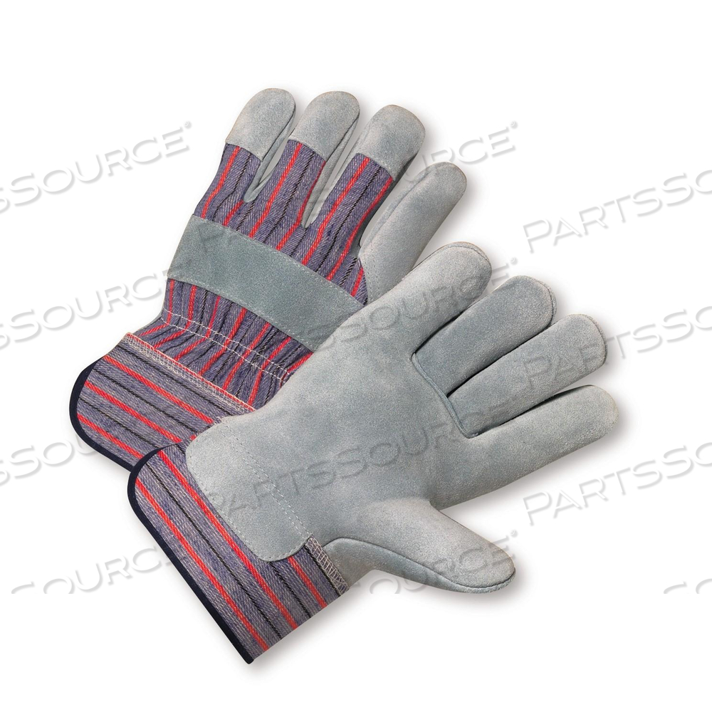 558/XL WEST CHESTER SHOULDER LEATHER PALM RUBBERIZED SAFETY CUFF GLOVE - BLUE/RED FABRIC: XLARGE by West Chester