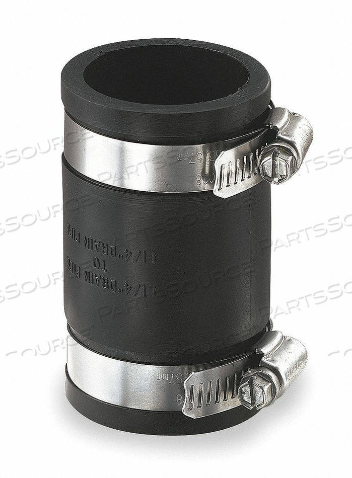 FLEXIBLE COUPLING, PVC, FOR 1 1/2 IN PIPE, 3 1/2 IN OVERALL LG, 2 CLAMPS INCLUDED by Fernco