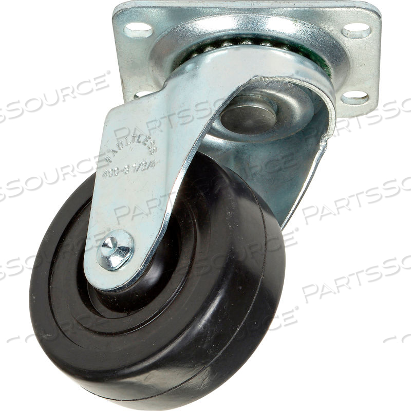 MEDIUM DUTY SWIVEL PLATE CASTER 3-1/2" SOFT RUBBER WHEEL 200 LB. CAPACITY by Approved Vendor