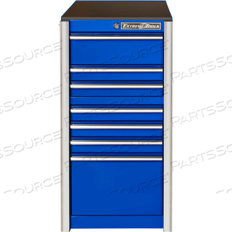 19"W X 25"D X 39-1/4"H 7 DRAWER BLUE SIDE BOX 