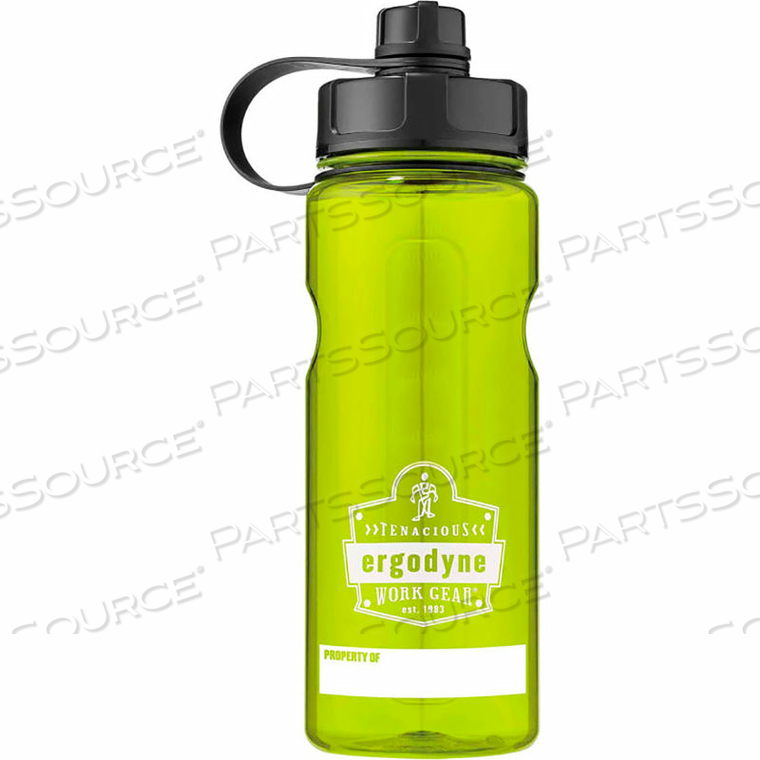 PLASTIC WIDE MOUTH WATER BOTTLE, 1 LITER, LIME by Ergodyne PLASTIC WIDE MOUTH WATER BOTTLE, 1 LITER, LIME by Ergodyne