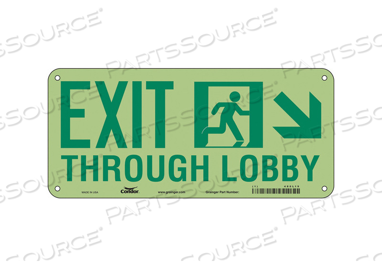 SAFETY SIGN, HORIZONTAL RECTANGLE, NUMBER OF PRINTED SIDES 1, ENGLISH, SIGN FORMAT OTHER FORMAT, SIGN LEGEND EXIT THROUGH LOBBY (DIAGONAL DO by Condor