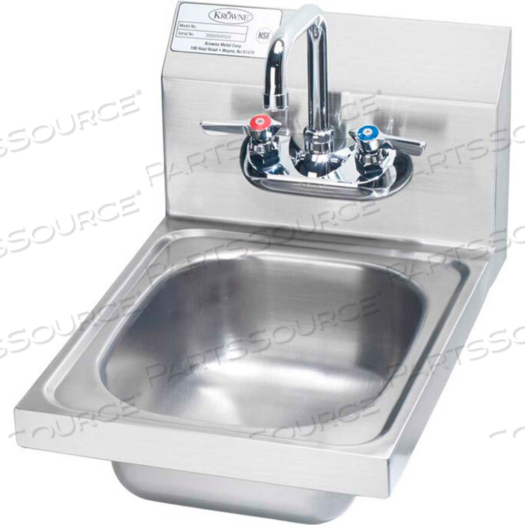 12" WIDE SPACE SAVER HAND SINK COMPLIANT, WRIST HANDLES by Krowne