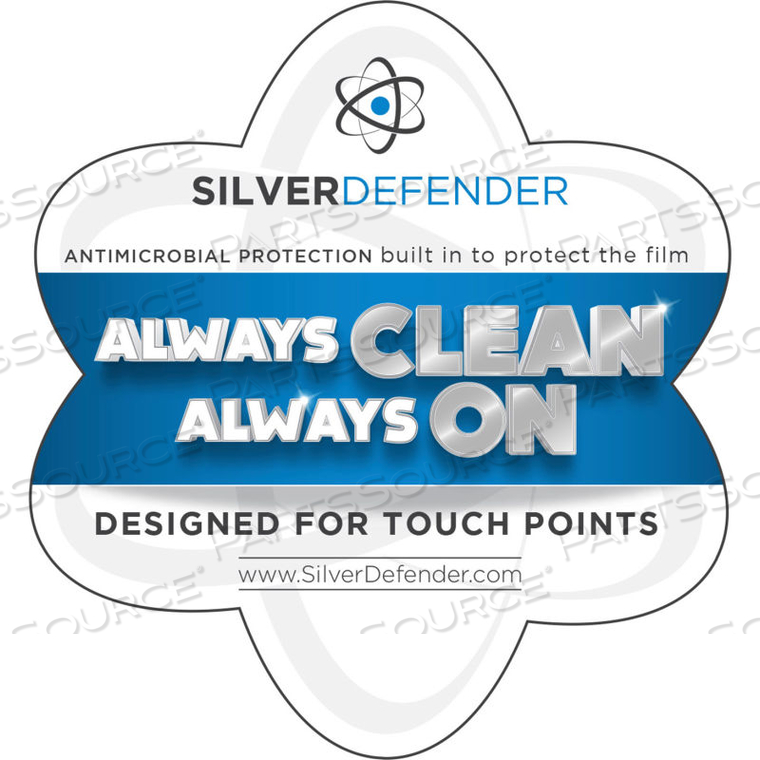 DECAL FOR ANTIMICROBIAL FILM OR TAPE, 4"H X 4"W CLEAR by Silver Defender Corp