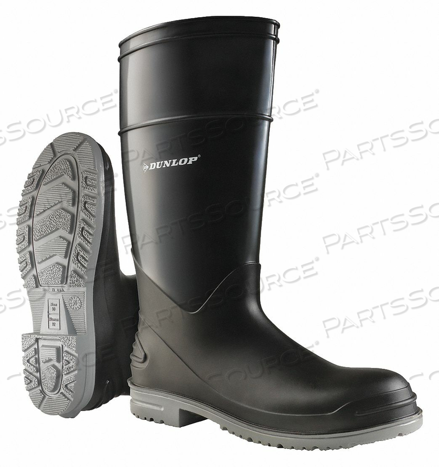 RUBBER BOOT MEN'S 8 KNEE BLACK PR by Dunlop