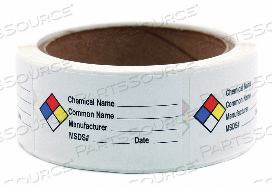 HAZARD CHEMICAL LABEL ROLL PK250 by Roll Products