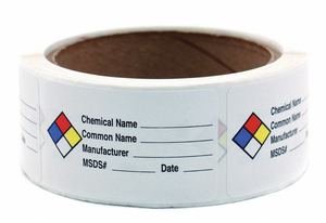 HAZARD CHEMICAL LABEL ROLL PK250 by Roll Products