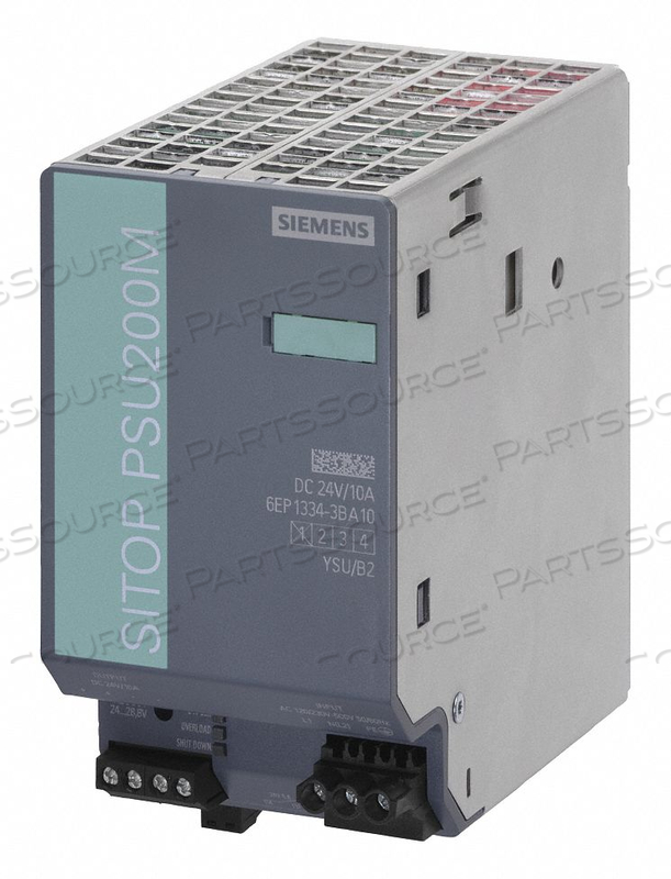 POWER SUPPLY, DC, SWITCHER, 230/500VAC INPUT, 24VDC OUTPUT, 240W by Siemens