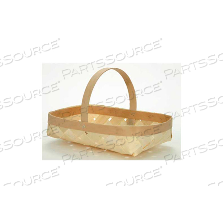 16 QUART 16-3/4" X 10-1/2" SHALLOW WOOD BASKET WITH WOOD HANDLE 10 PC - NATURAL 