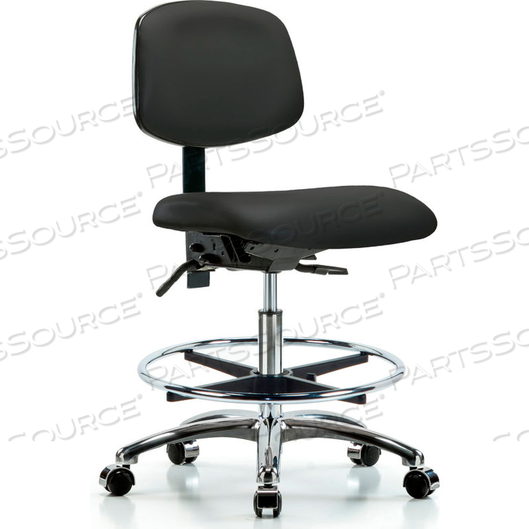 BLUE RIDGE ERGONOMICS&TRADE, ANTIBACTERIAL TASK STOOL - CARBON W/ CHROME FOOT RING by E Com Inc BLUE RIDGE ERGONOMICS&TRADE, ANTIBACTERIAL TASK STOOL - CARBON W/ CHROME FOOT RING by E Com Inc