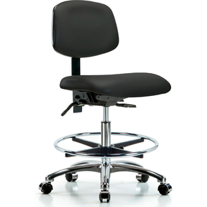 BLUE RIDGE ERGONOMICS&TRADE; ANTIBACTERIAL TASK STOOL - CARBON W/ CHROME FOOT RING by E Com Inc