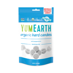 ORGANIC WILD PEPPERMINT HARD CANDIES, 3.3 OZ BAG, 3/PACK by YumEarth