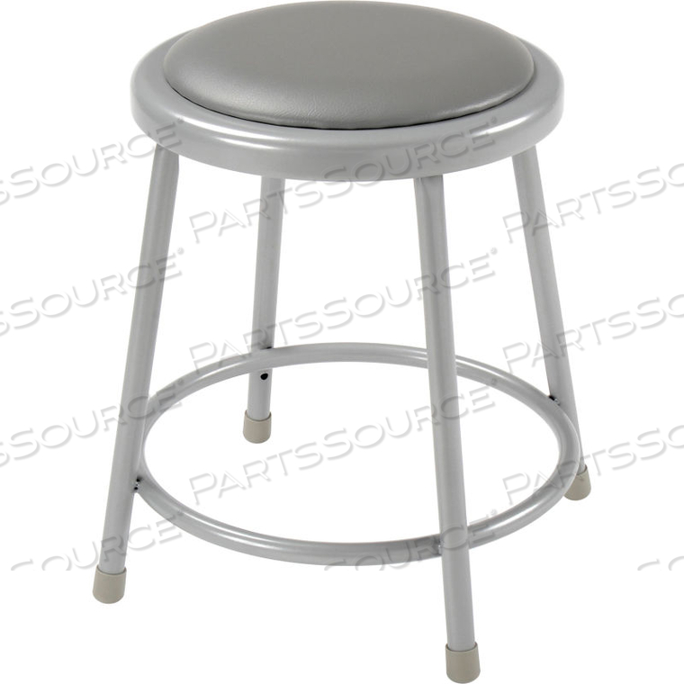 INTERION 18"H STEEL WORK STOOL WITH VINYL SEAT - BACKLESS - GRAY - PACK OF 2 by National Public Seating