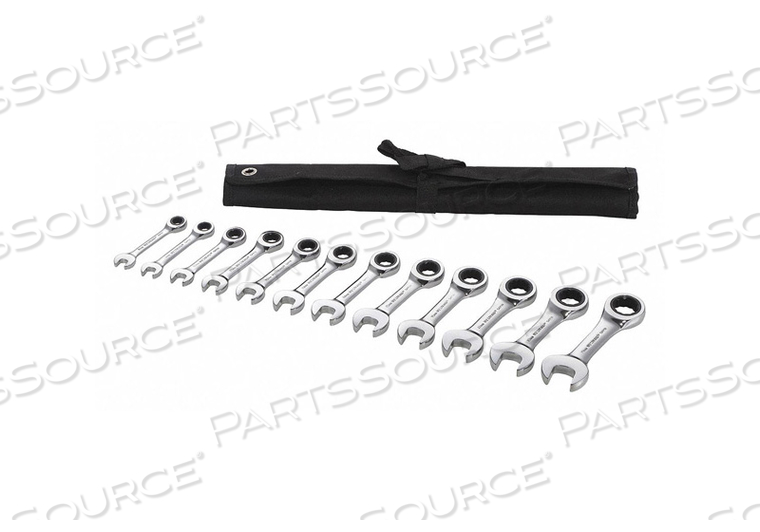 COMBINATION WRENCH SET, ALLOY STEEL, CHROME, NUMBER OF TOOLS 12, RANGE OF HEAD SIZES 8 MM TO 19 MM, HEAD OFFSET ANGLE 0 DEGREES , STANDARD,  by Westward