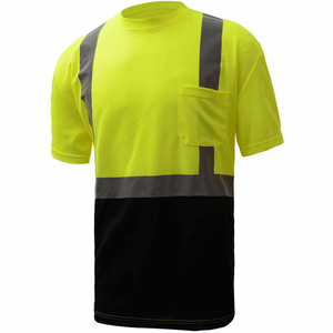 5111, CLASS 2, MICROFIBER BIRDSEYE SHORT SLEEVE T-SHIRT W/ BLACK BOTTOM, LIME, 2XL TALL by GSS Safety LLC 5111, CLASS 2, MICROFIBER BIRDSEYE SHORT SLEEVE T-SHIRT W/ BLACK BOTTOM, LIME, 2XL TALL by GSS Safety LLC
