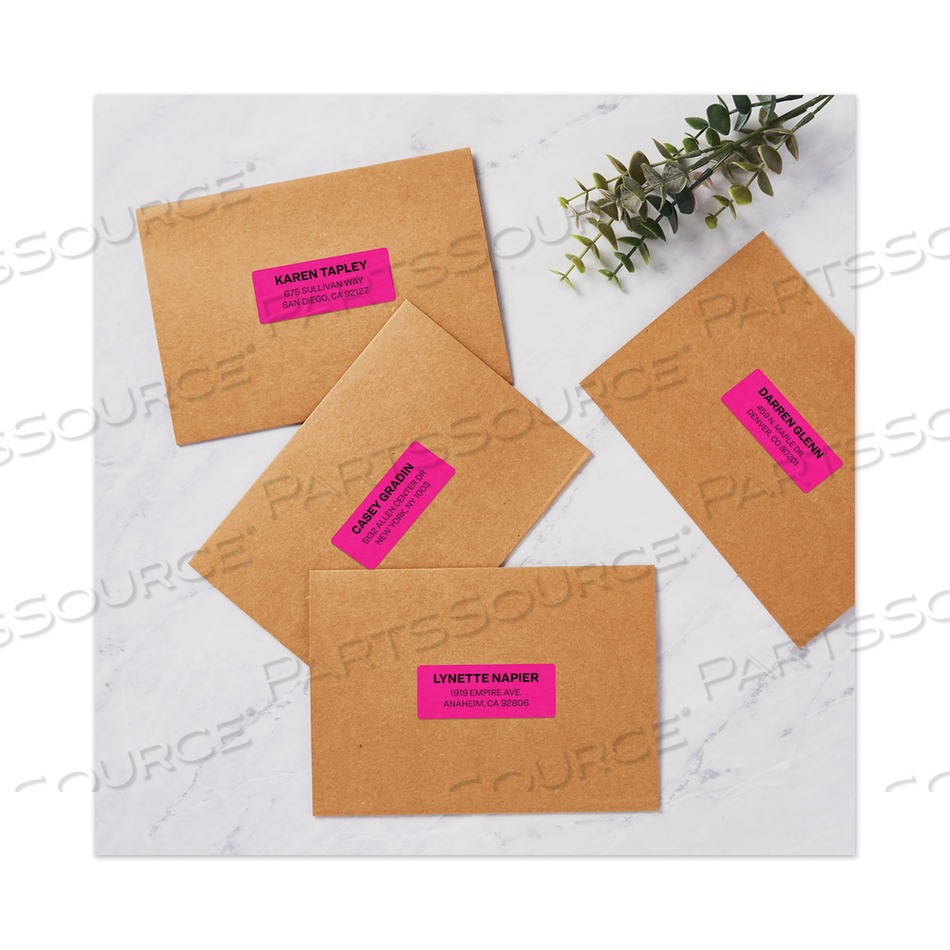 HIGH-VISIBILITY PERMANENT LASER ID LABELS, 1 X 2.63, NEON MAGENTA by Avery