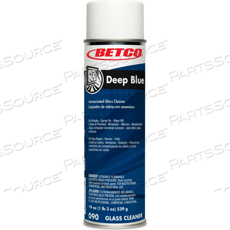 DEEP BLUE GLASS & SURFACE CLEANER - 12/CS, 19 OZ. AEROSOL CAN - CHARACTERISTIC, WHITE 