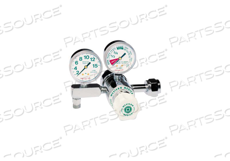 ADJUSTABLE OXYGEN PRESSURE REGULATOR, CGA 540, 3000 PSI INLET, 0 TO 100 PSI, MEETS FDA, ISO 9001, 2 IN DIA by Western Enterprises