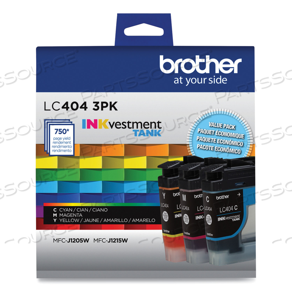 LC4043PK, 3-PACK, YELLOW, CYAN, MAGENTA, ORIGINAL, INK CARTRIDGE, FOR MFC-J1205W, MFC-J1215W by Brother