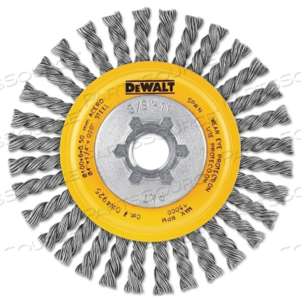 HP STRINGER WIRE WHEEL 4" X 5/8-11" .020" CARBON WIRE 6/PK CARBON STEEL by DeWalt