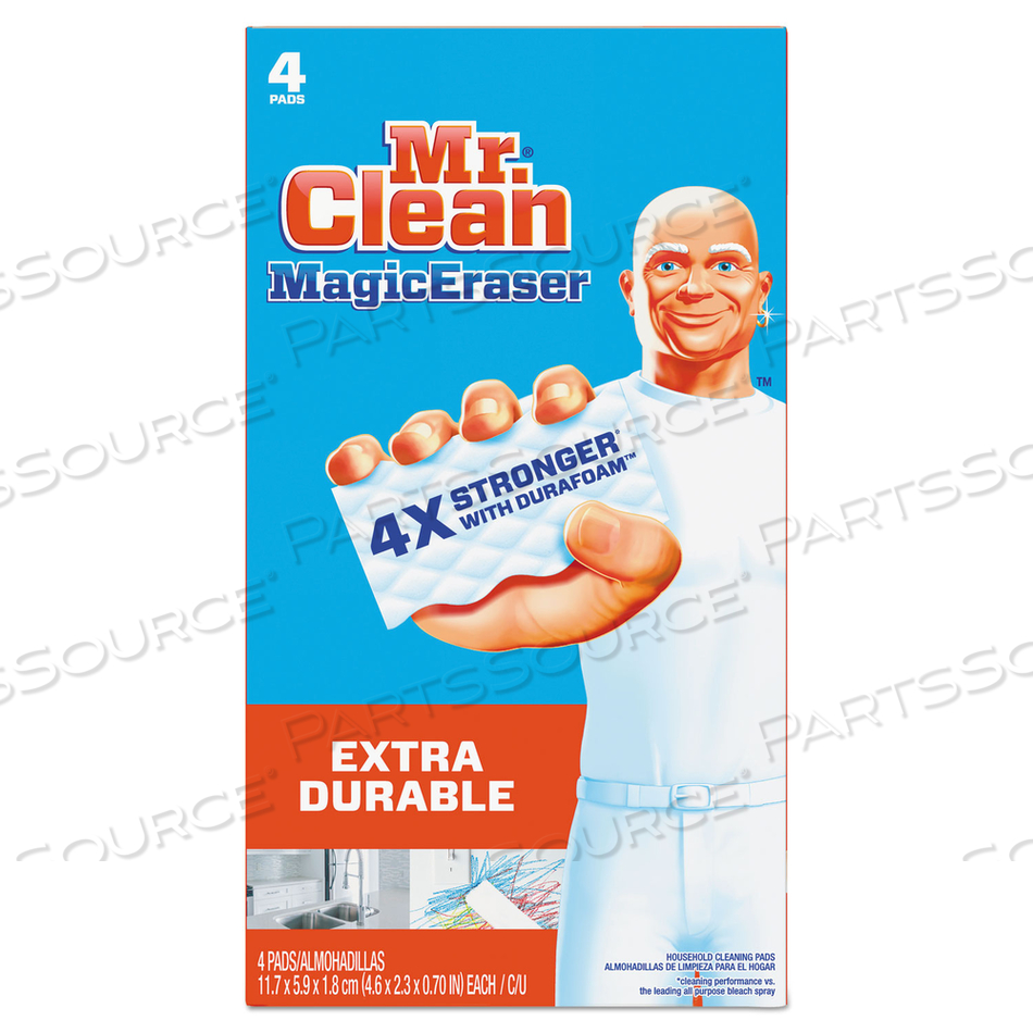 MAGIC ERASER EXTRA DURABLE, 4.6 X 2.4, 0.7" THICK, WHITE by Mr. Clean