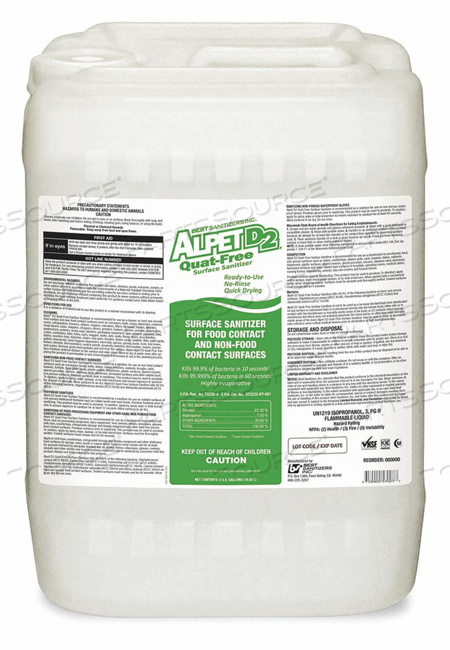 SANITIZER READY TO USE PAIL 5 GAL. by Best Sanitizers Inc. SANITIZER READY TO USE PAIL 5 GAL. by Best Sanitizers Inc.