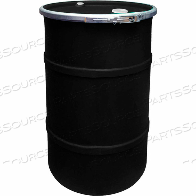 55 GALLON PLASTIC DRUM SS-OH-55 - OPEN HEAD WITH BUNG COVER - BOLT RING - BLACK 