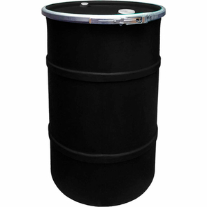 55 GALLON PLASTIC DRUM SS-OH-55 - OPEN HEAD WITH BUNG COVER - BOLT RING - BLACK by US Roto Molding