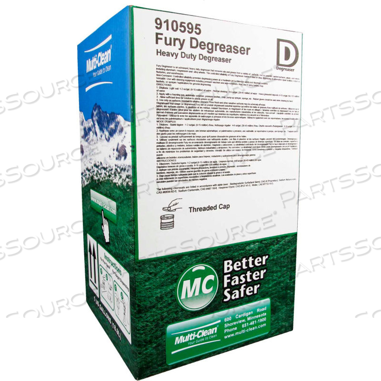 MULTI-CLEAN FURY HEAVY DUTY NON-CORROSIVE AUTO SCRUBBER DEGREASER - UNSCENTED, 5 GALLON BOX by Minuteman International Inc.