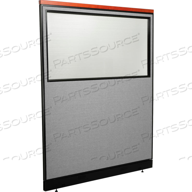 INTERION DELUXE OFFICE PARTITION PANEL W/PARTIAL WINDOW & PASS-THRU CABLE 60-1/4WX77-1/2H GRY by Approved Vendor