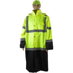 48" TWO TONE WATERPROOF RAIN COAT, ANSI CLASS 3, LIME/BLACK, SIZE 2XL by Petra Roc Inc