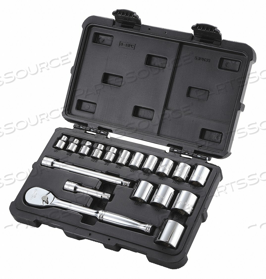SOCKET SET 3/8 SAE CHROME 18PCS by Westward