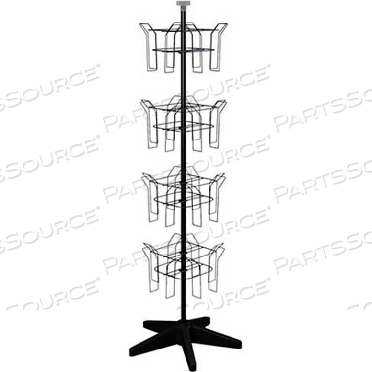 ROTATING LITERATURE DISPLAY W/ 16 OVERSIZED WIRE POCKETS & HEAVY-DUTY BASE, BLACK by Vulcan Industries
