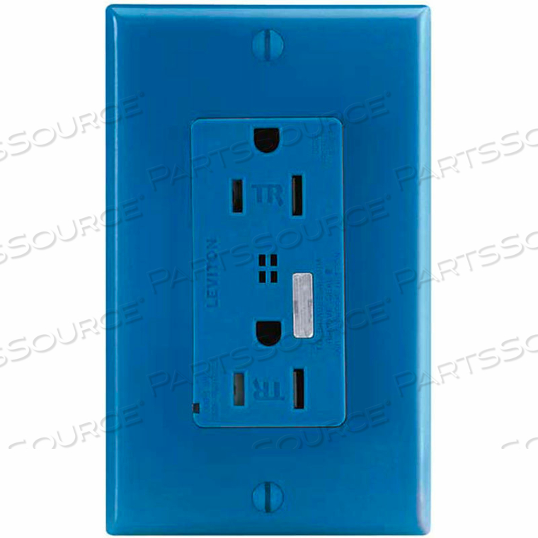 TAMPER RESISTANT DECORA DUPLEX SURGE SUPPRESSOR RECPT, 15A, BLUE - MIN QTY 4 