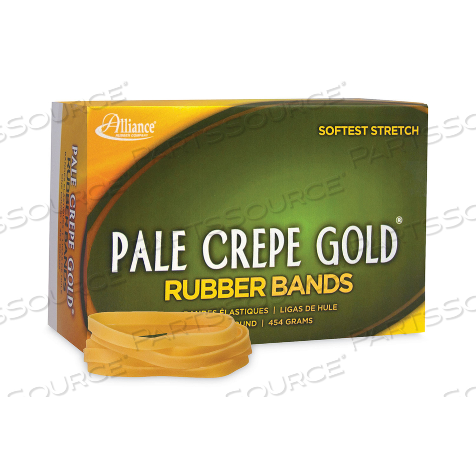 PALE CREPE GOLD RUBBER BANDS, SIZE 64, 0.04" GAUGE, GOLDEN CREPE, 1 LB BOX by Alliance Rubber Company