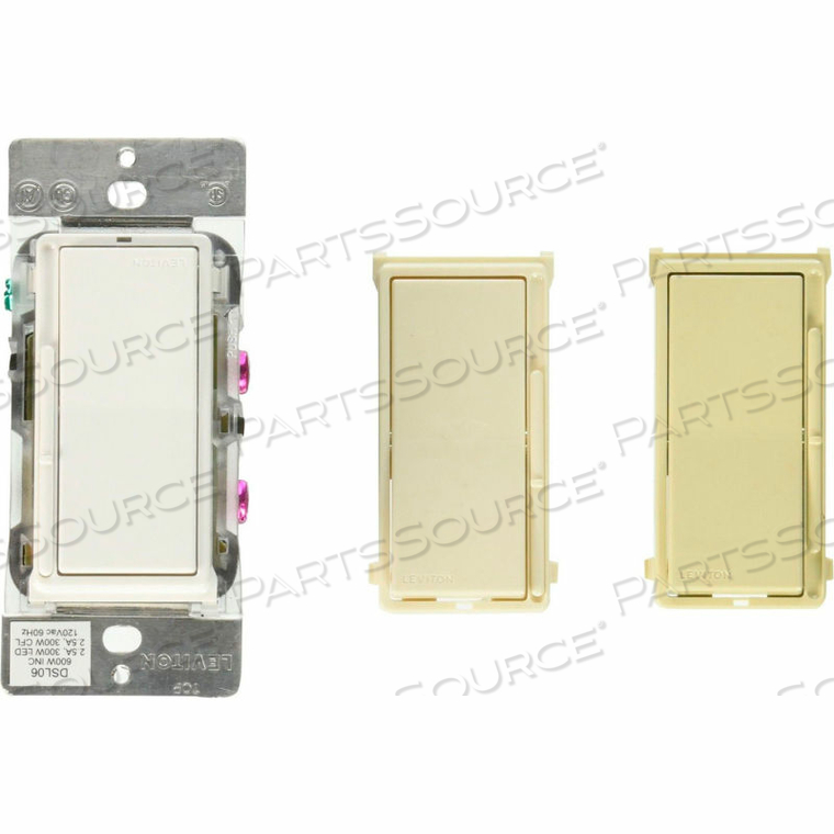 DECORA ROCKER SLIDE DIMMER, USE W/ LED/MARK 7 DIM FIXTURES, 0-10V, WH-IV-LT ALMOND by Leviton