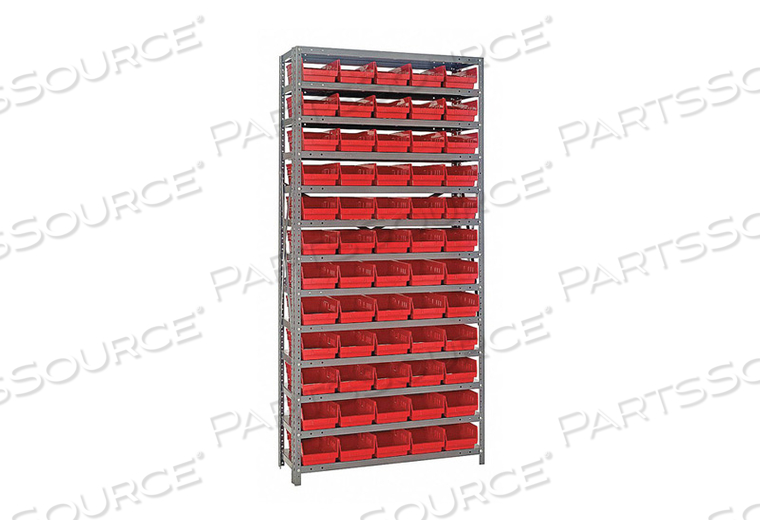 E1507 BIN SHELVING 75 OVERALL H 60 BINS RED by Quantum Storage Systems E1507 BIN SHELVING 75 OVERALL H 60 BINS RED by Quantum Storage Systems