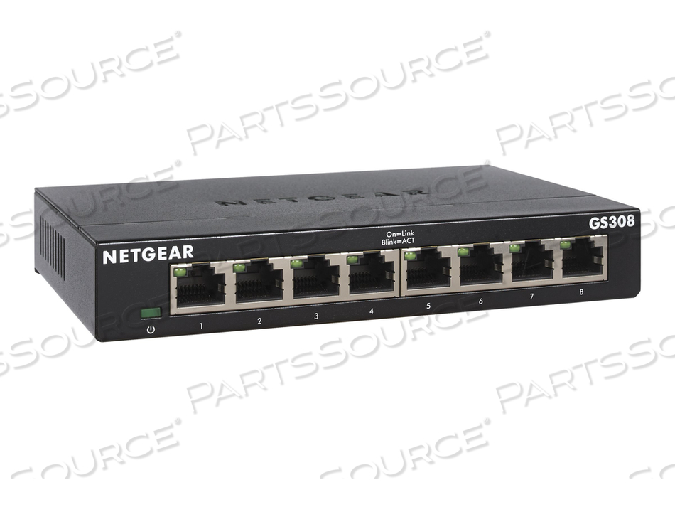 GS308V3, SWITCH, UNMANAGED, 8 X 10/100/1000, DESKTOP, WALL-MOUNTABLE by Netgear